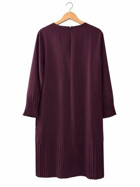 COS Plum Purple Pleated Hem Long Sleeve Shift Dress Size 6/8